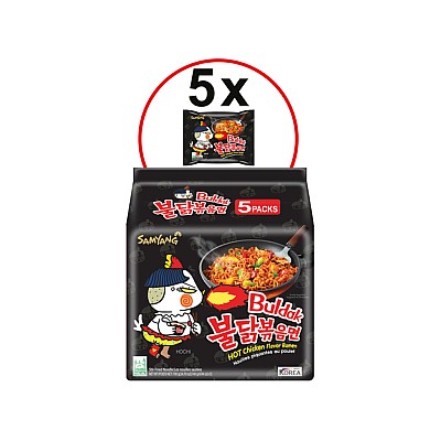 Buldak instant rezanci s piščancem pekoči 140 g x 5 – SAMYANG