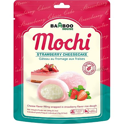 Mochi z polnilom jagodne sirove torte 180g - BAMBOO HOUSE