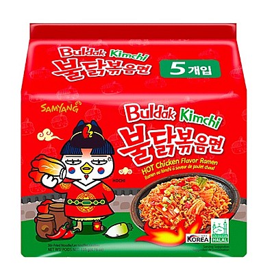 Instant rezanci okus vroči piščanec z kimchi 135g x 5 - SAMYANG